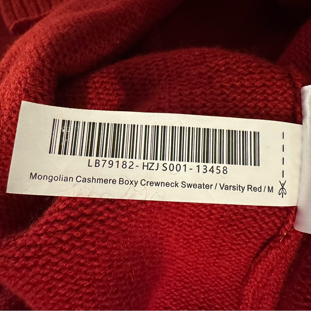 Quince Mongolian Cashmere Boxy Crewneck Sweater Varsity Red Size M - Picture 5 of 5